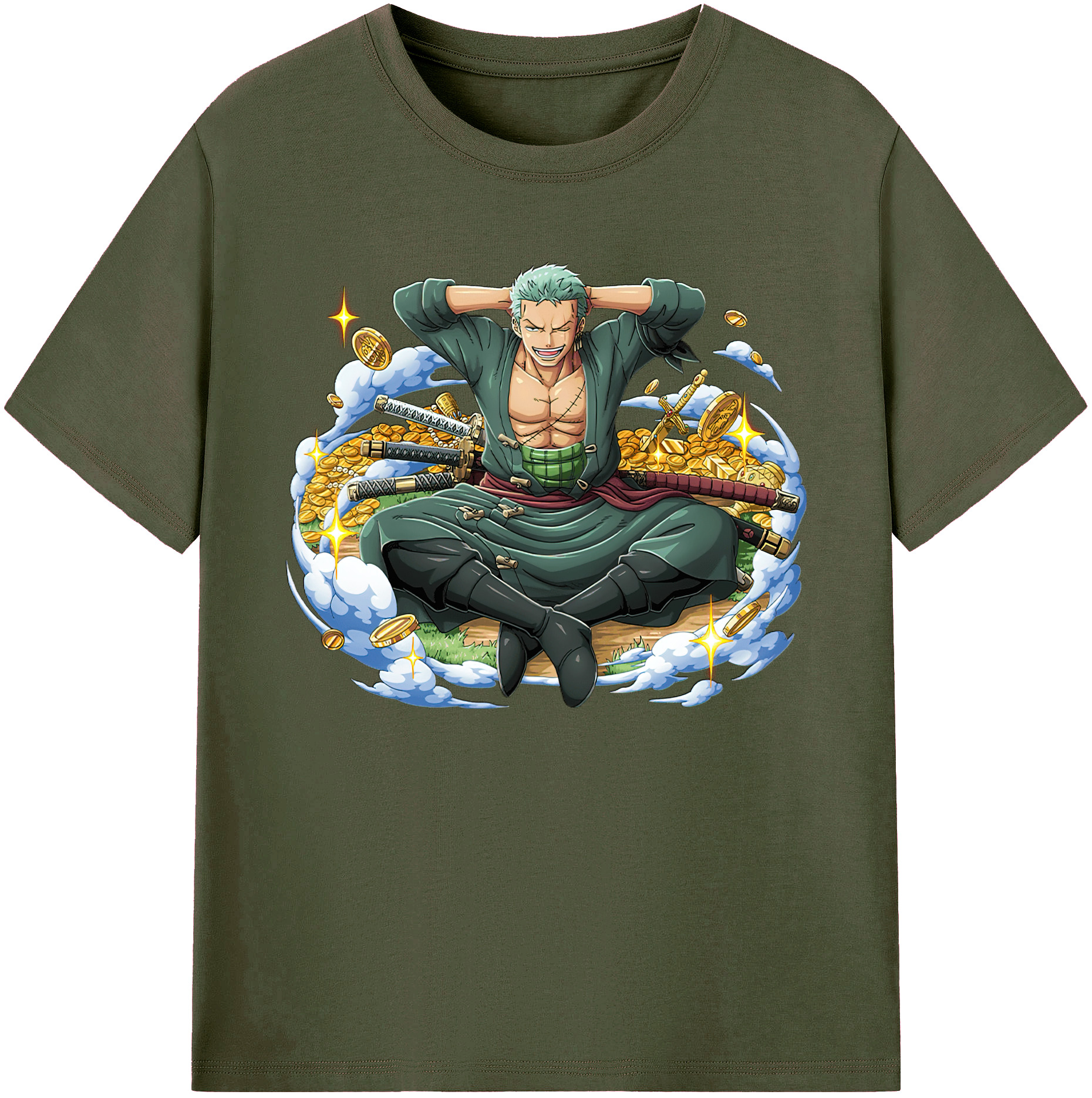 ワンピース ロロノア・ゾロ ONE PIECE Roronoa Zoro 綿100％ メンズ半袖Tシャツ｜肌触りやわらか＆通気性